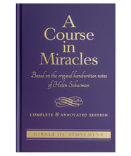 Load image into Gallery viewer, Book titled &#39;A Course in Miracles&#39; with gold text on a purple background